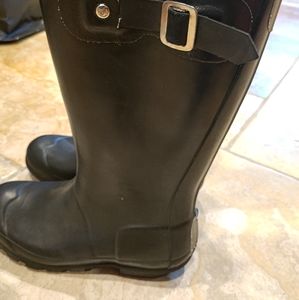 Hunter black tall rain boots size 3